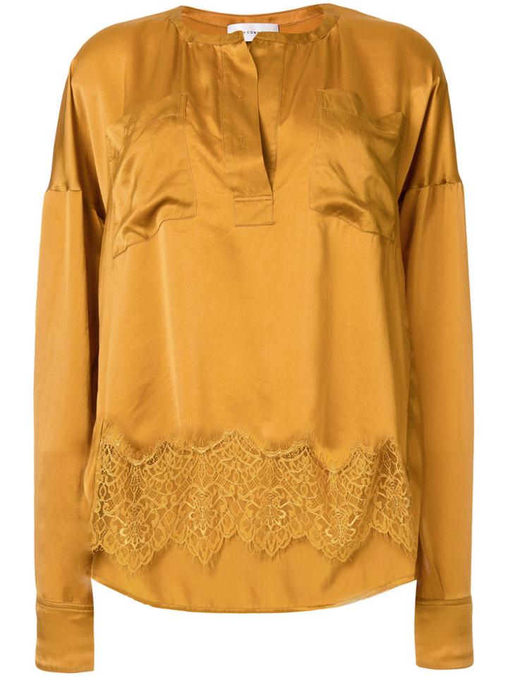 Faith Connexion Lace Hem Silk Blouse - Yellow & Orange