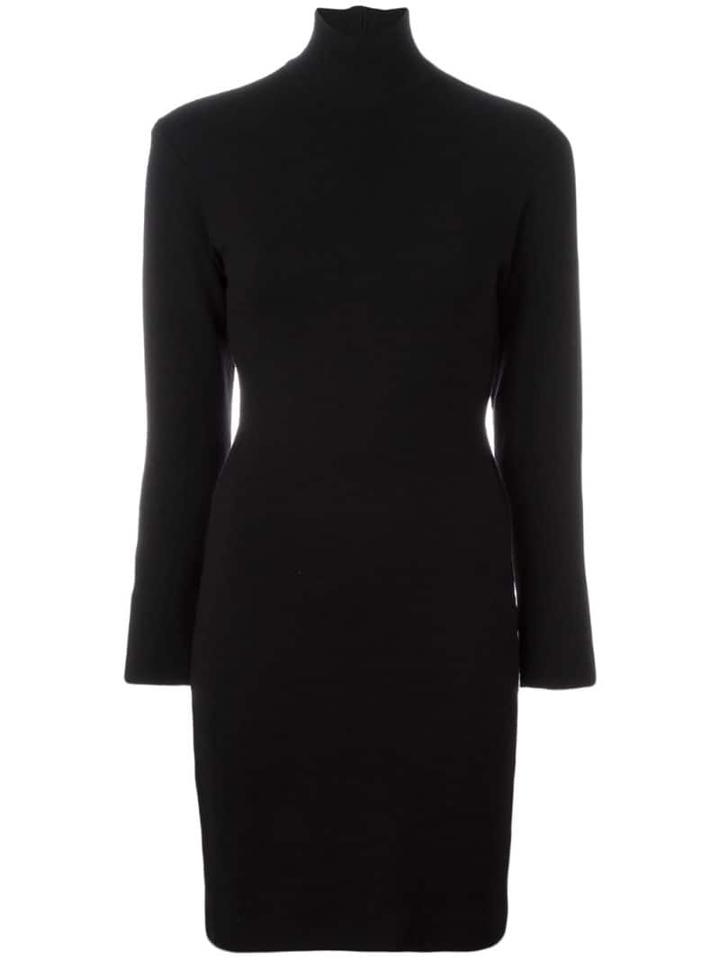 Gianfranco Ferré Pre-owned Fitted Turtleneck Knit Dress - Black