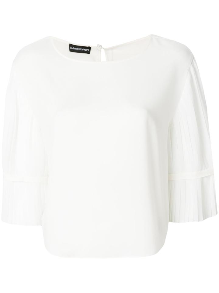 Emporio Armani Pleated-sleeve Blouse - White