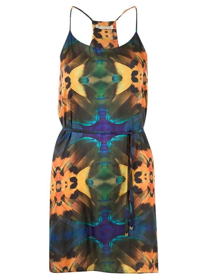 Blue Man Feather Print Racerback Dress