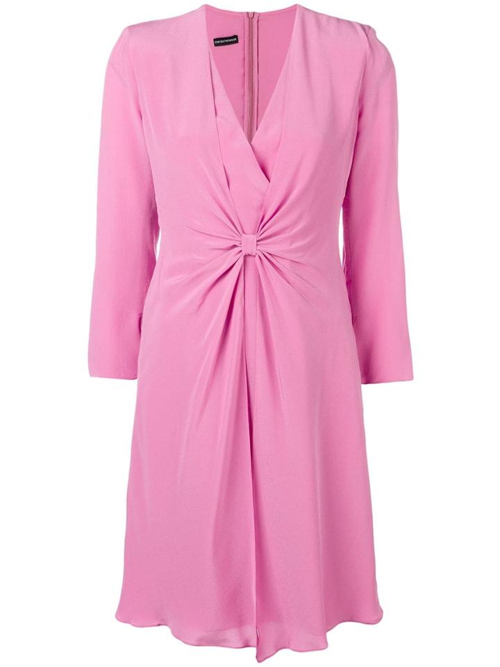 Emporio Armani V-neck Knot Dress - Pink