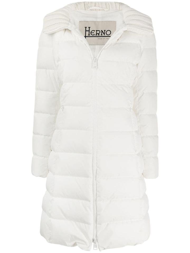 Herno Ribbed Collar Puffer Jacket - White