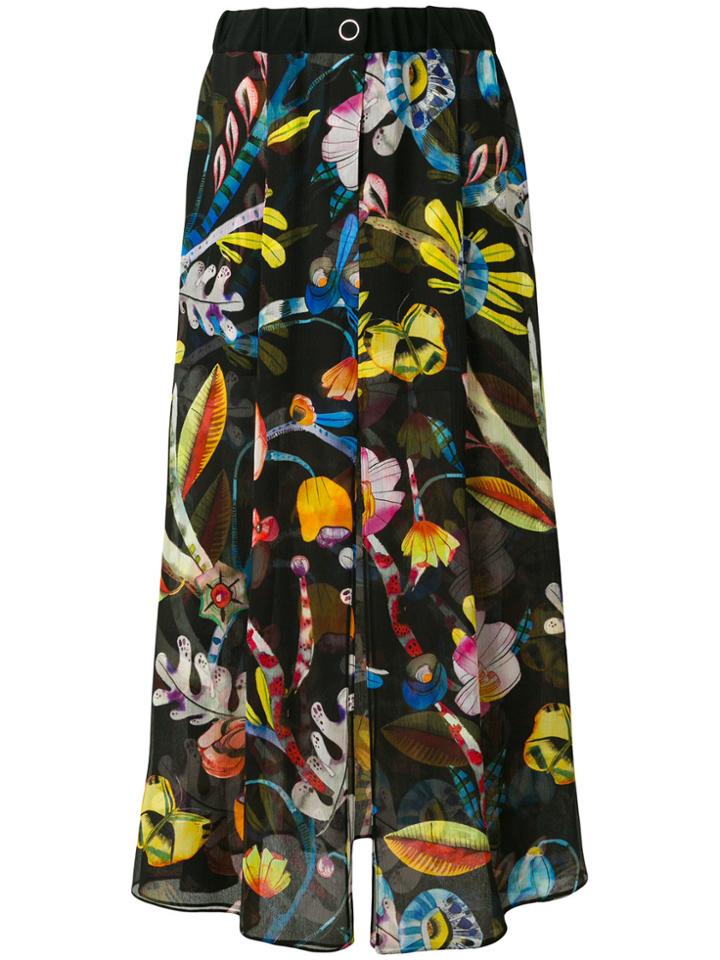 Giorgio Armani High-waisted Floral Skirt - Black