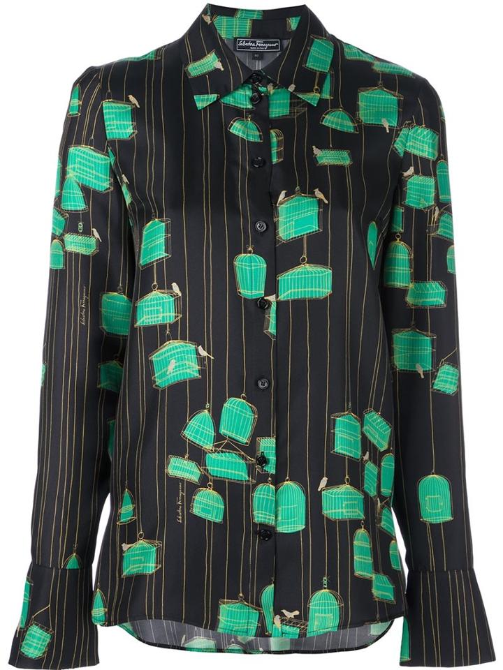 Salvatore Ferragamo Bird Cage Print Shirt