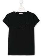 Miss Blumarine Teen Logo Embellished T-shirt - Black