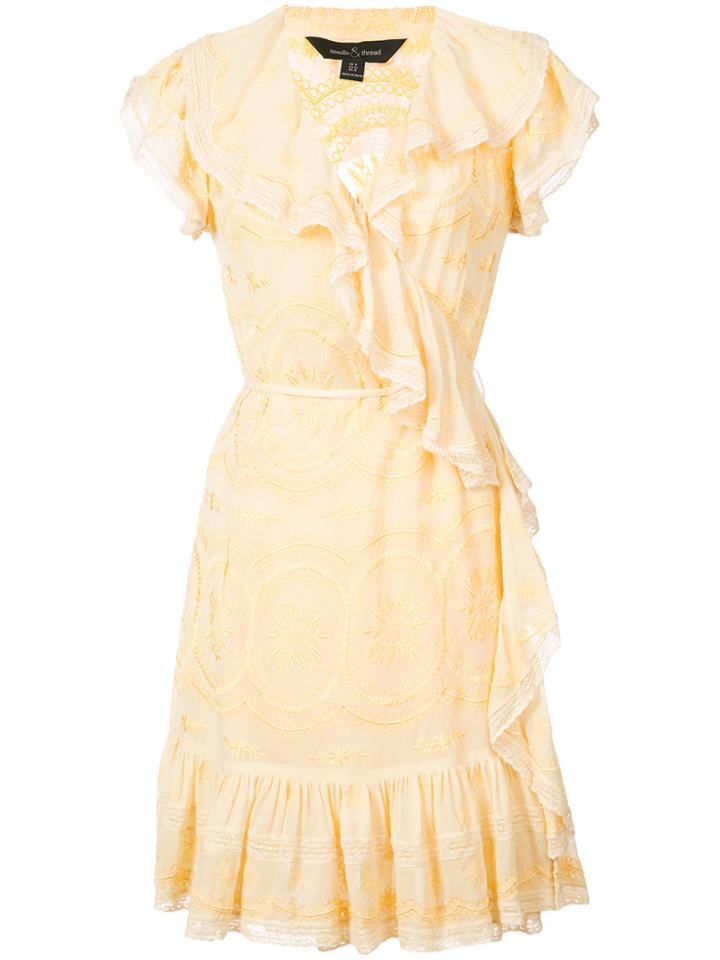 Needle & Thread Ruffled Wrap Dress - Yellow & Orange