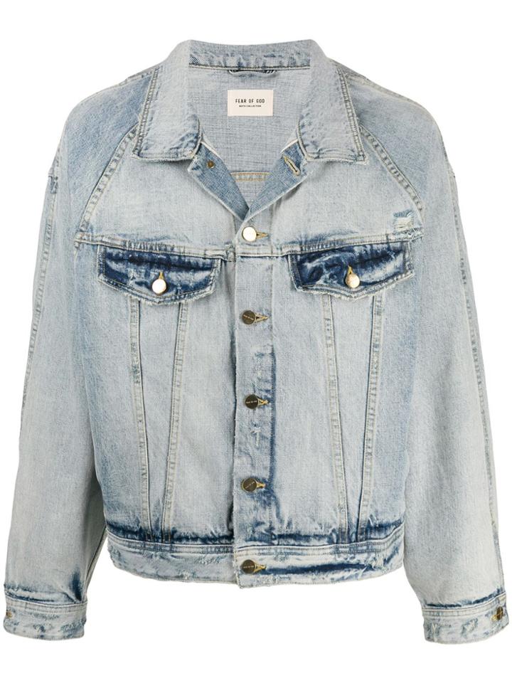 Fear Of God Washed Denim Jacket - Blue