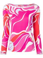 Emilio Pucci Printed Long Sleeved Blouse - White