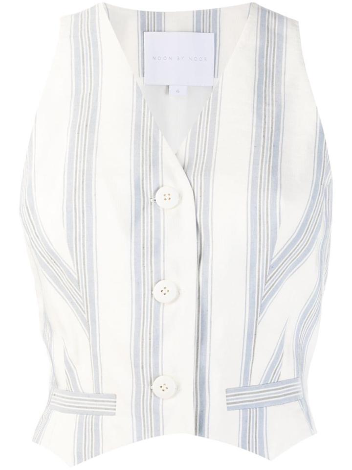 Noon By Noor Cropped Rufus Waistcoat - White