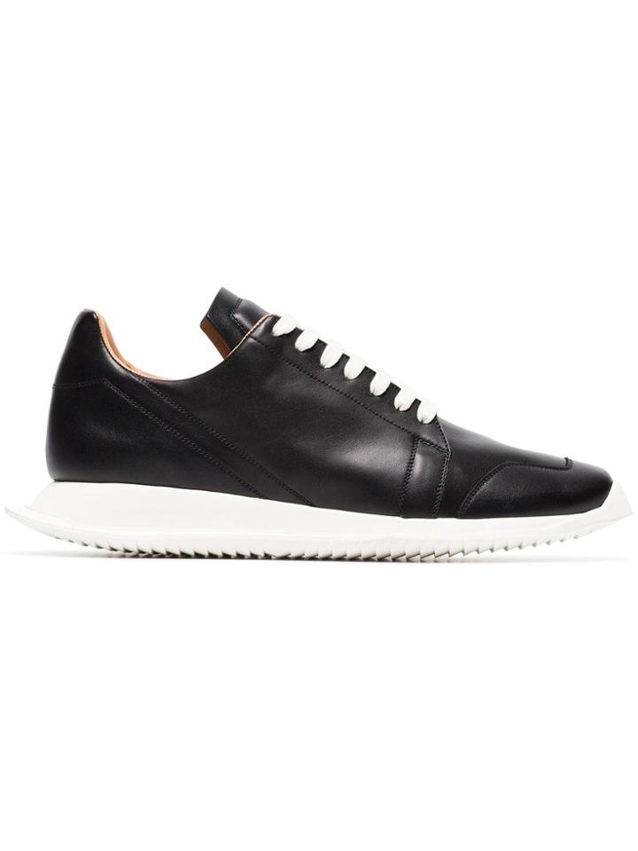 Rick Owens Black Oblique Leather Sneakers