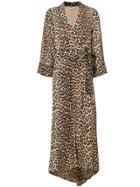 Ganni Leopard Print Wrap Maxi Dress - Nude & Neutrals