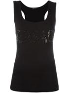 Versace Bead Logo Tank Top, Women's, Size: 40, Black, Viscose/spandex/elastane