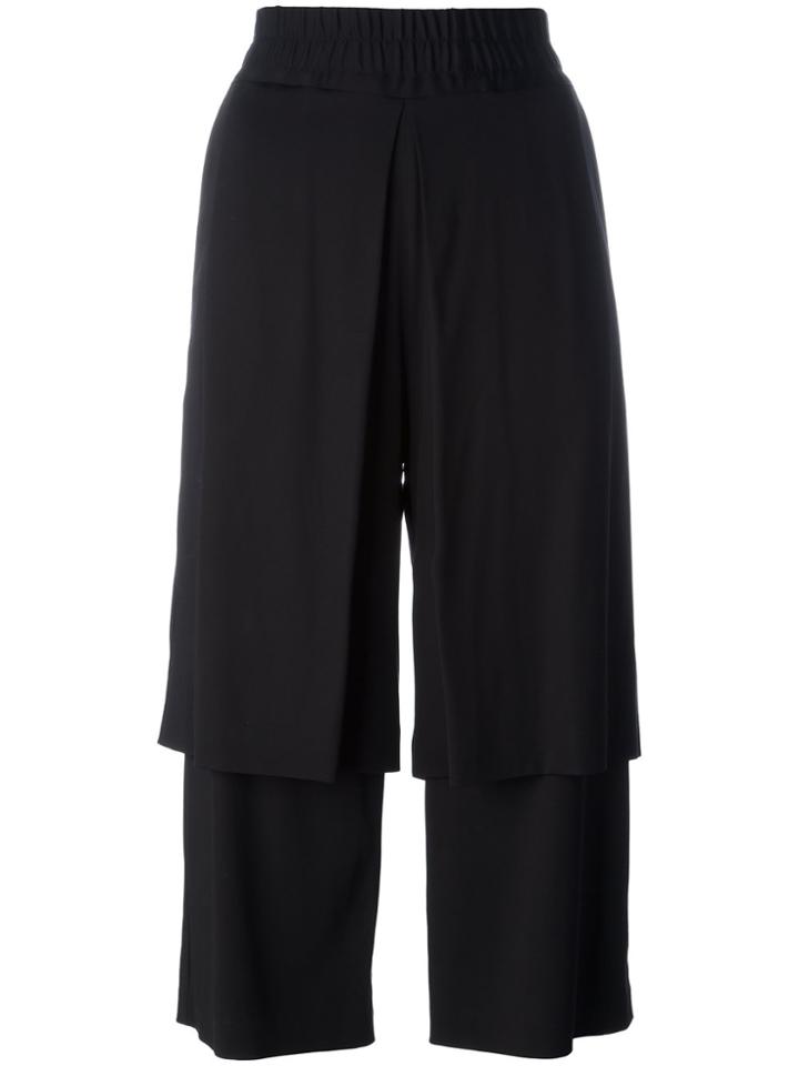 Aalto Double Layer Cropped Trousers - Black