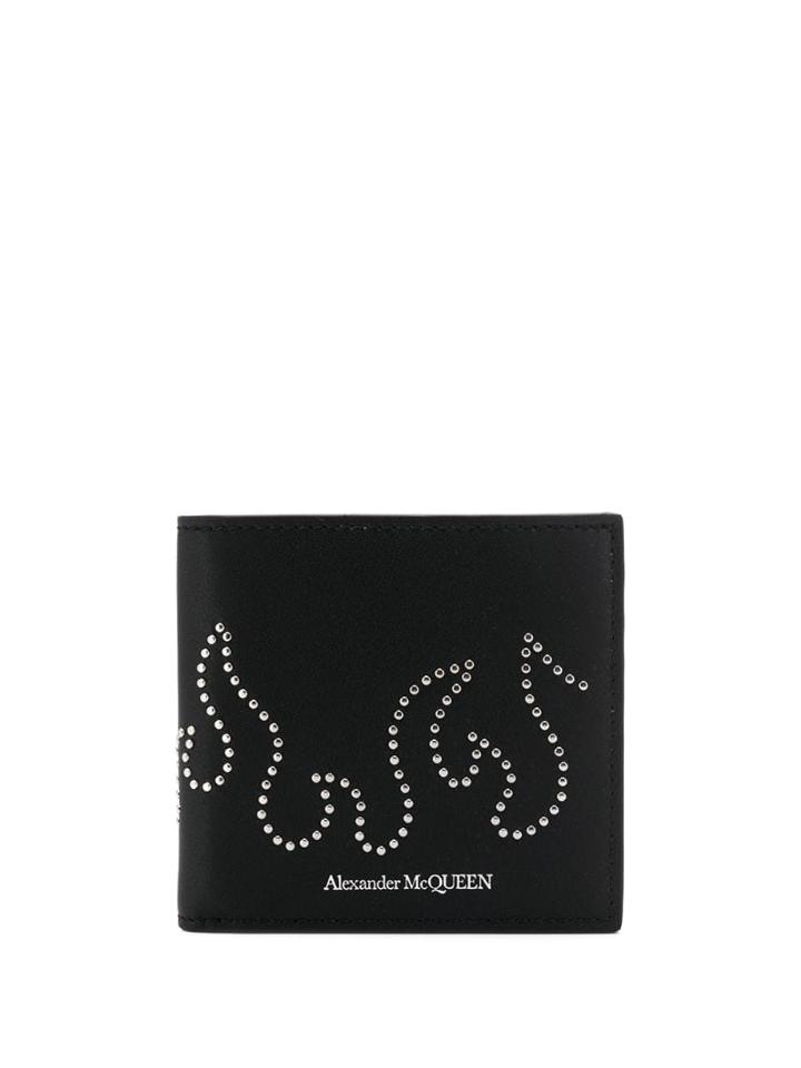 Alexander Mcqueen Studded Flame Motif Wallet - Black