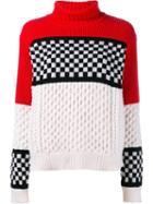 Ashley Williams Checked Cable Knit Jumper, Women's, Size: Large, Merino/cashmere