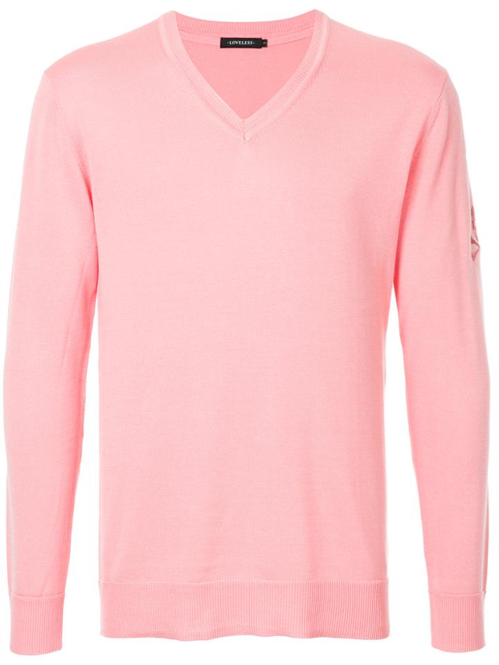 Loveless V-neck Fitted Sweater - Pink & Purple