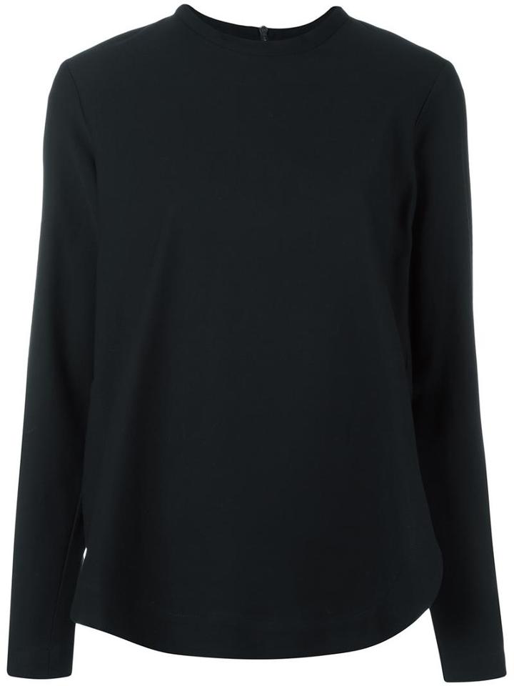 Sea Back Zip Blouse, Women's, Size: 6, Black, Cotton/viscose/spandex/elastane