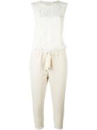 Brunello Cucinelli Flower Embroidered Jumpsuit, Women's, Size: S, Nude/neutrals, Polyamide/cotton/acetate/silk