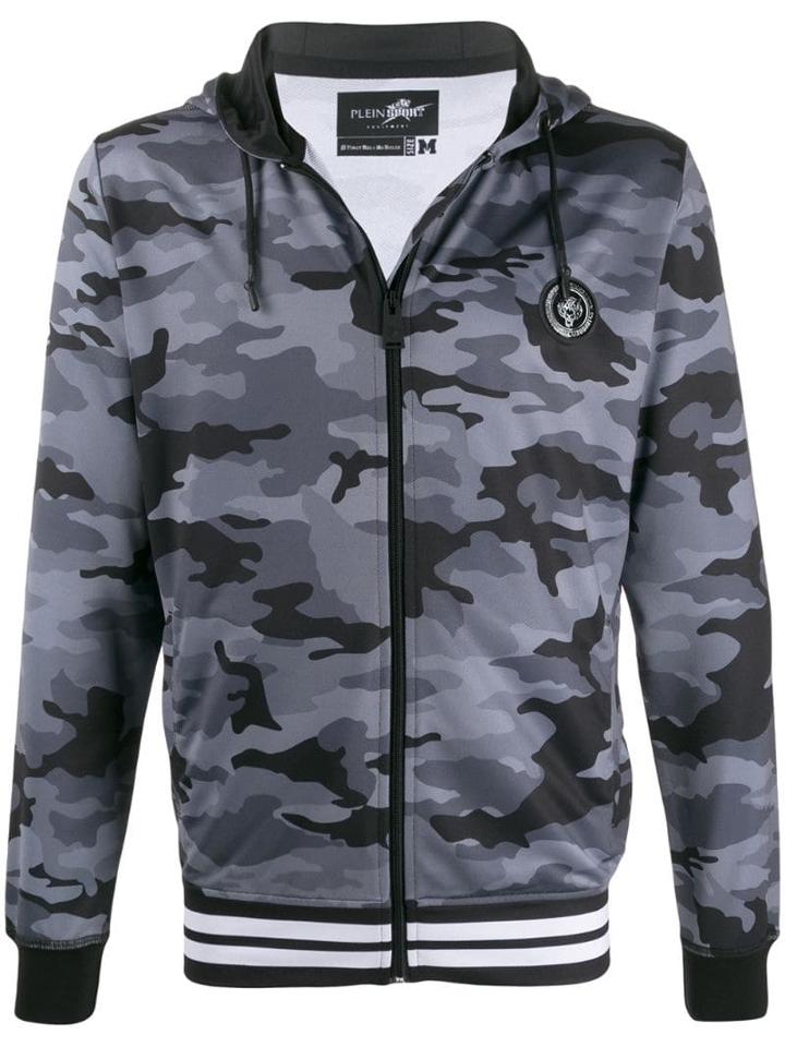 Plein Sport Camouflage Zip-up Hoodie - Grey