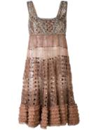 Amen - Beaded Detail Mini Dress - Women - Silk/polyamide/viscose/glass - 40, Nude/neutrals, Silk/polyamide/viscose/glass