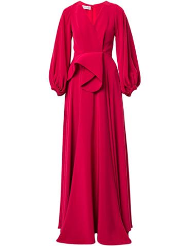 Azzi & Osta V-neck Draped Waist Gown - Red