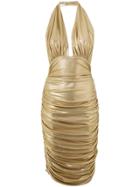 Norma Kamali Midi Halter Dress - Metallic