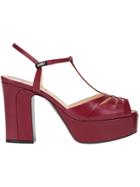 Fendi Platform T-bar Sandals - Red
