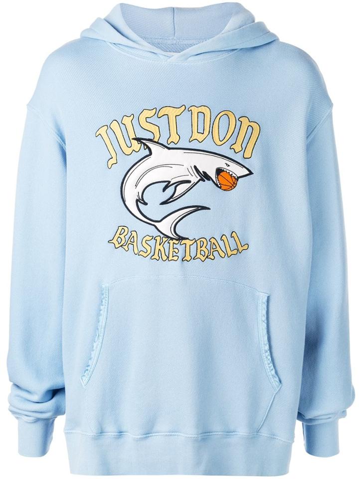 Just Don Shark Print Hoodie - Blue