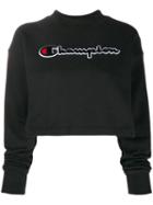 Champion Embroidered Logo Cropped Sweatshirt - Black