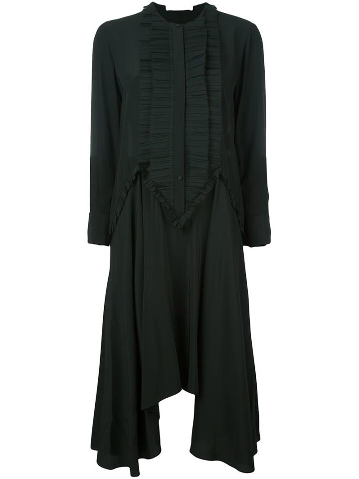 Givenchy Pleated Bib Dress, Women's, Size: 38, Black, Silk/polyester