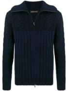 Lamberto Losani Ribbed Zip-up Cardigan - Blue