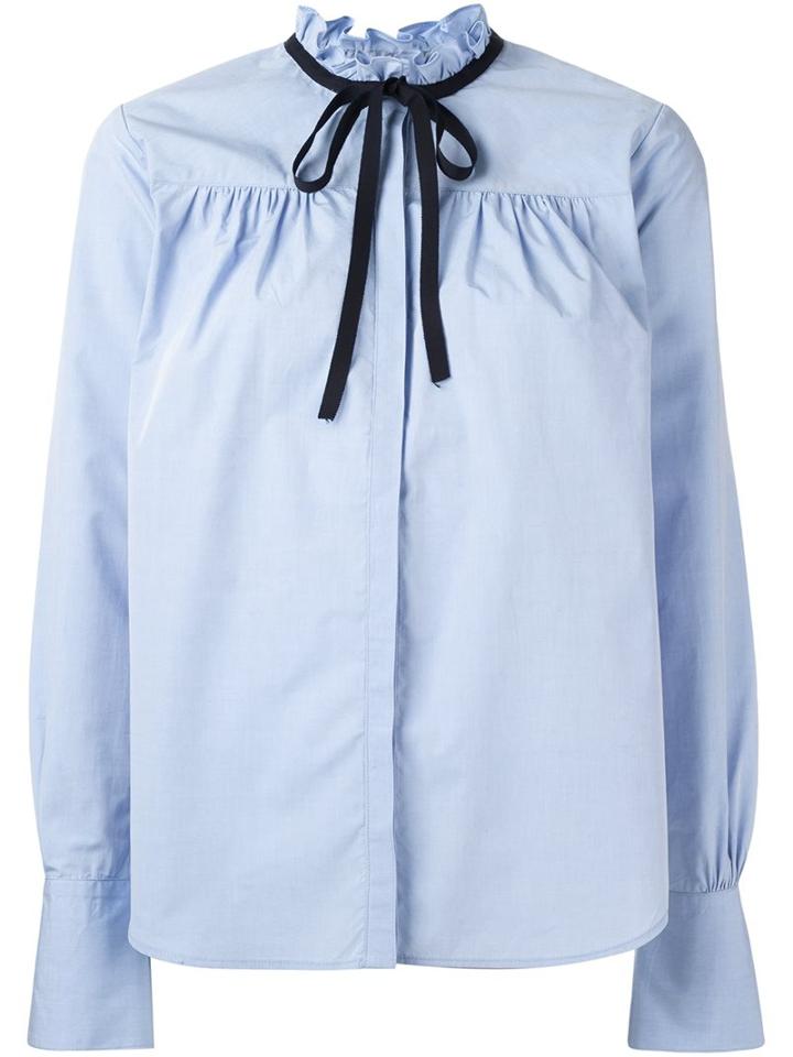 Sea Ribbon Detail Blouse, Women's, Size: 2, Blue, Cotton