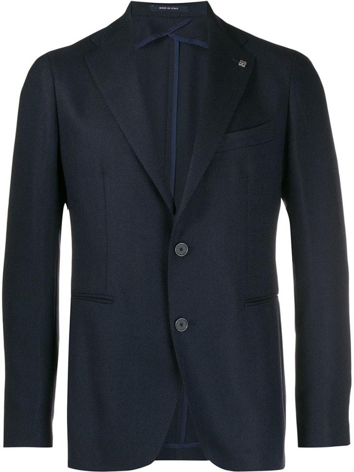 Tagliatore Fitted Ribbed Blazer - Blue