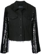 Rta Sequined Sleeve Denim Jacket - Black