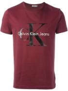 Calvin Klein Jeans Logo Print T-shirt, Men's, Size: Medium, Pink/purple, Cotton