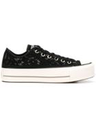 Converse Embroidered Lace-up Sneakers - Black