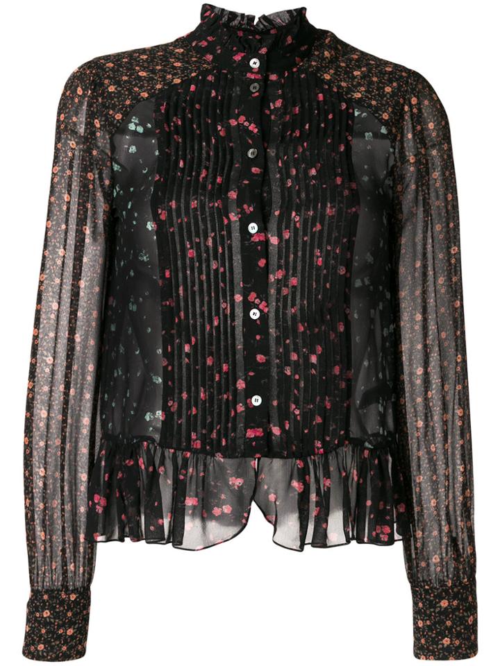 Masscob Floral Print Blouse - Black