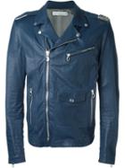 Golden Goose Deluxe Brand Biker Jacket, Men's, Size: L, Blue, Leather/viscose/cupro/cupro