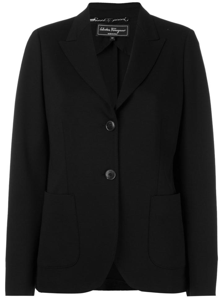 Salvatore Ferragamo - Classic Blazer - Women - Silk/nylon/spandex/elastane/rayon - 42, Women's, Black, Silk/nylon/spandex/elastane/rayon