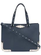 Red Valentino - Metallic Details Stars Tote - Women - Calf Leather - One Size, Blue, Calf Leather