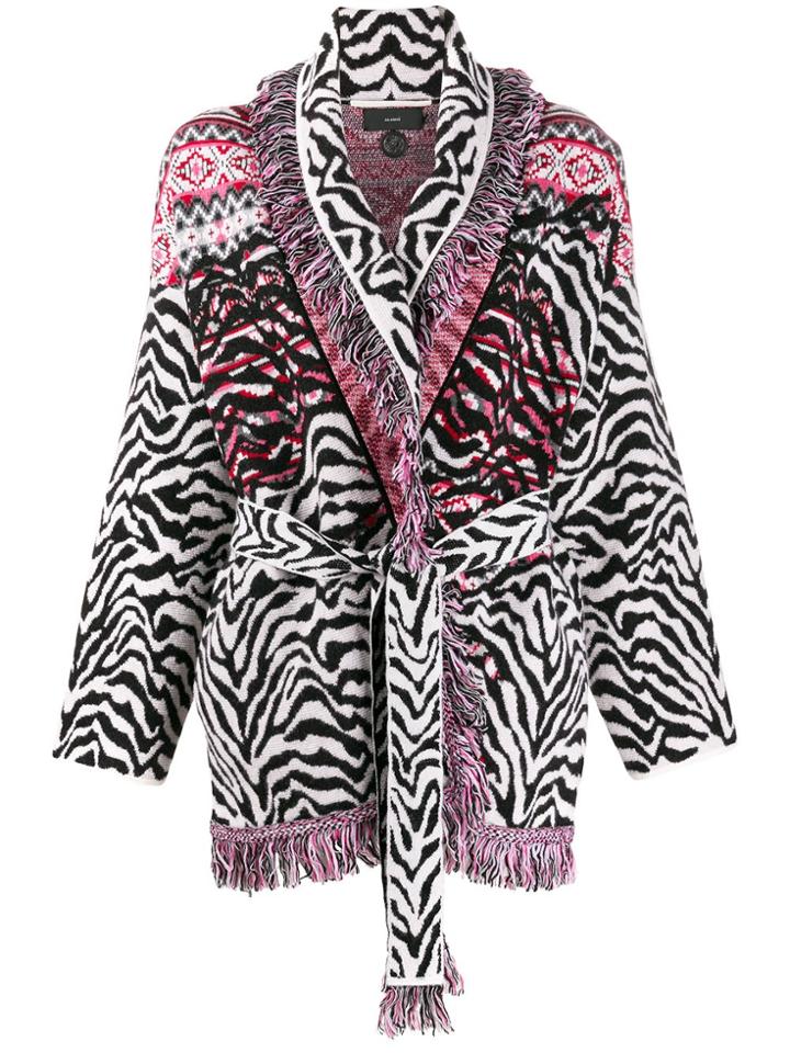 Alanui Fair Isle Zebra-print Cardigan - Pink