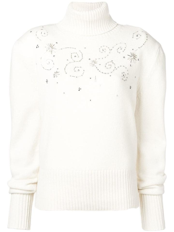 Magda Butrym Embellished Turtleneck Sweater - White
