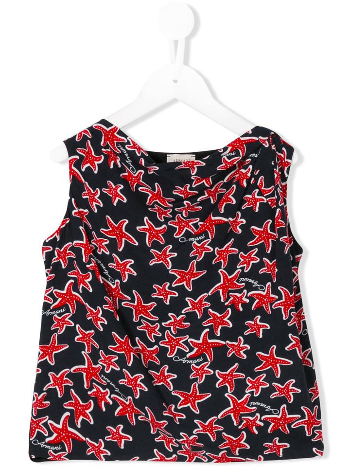 Armani Junior Starfish Print Top, Girl's, Size: 10 Yrs, Blue