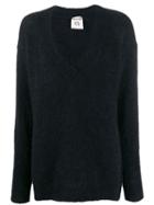 Semicouture Oversized V-neck Jumper - Black