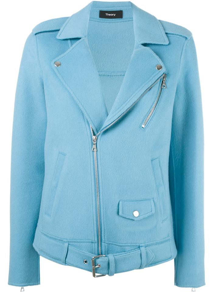 Theory Felt Biker Jacket - Blue