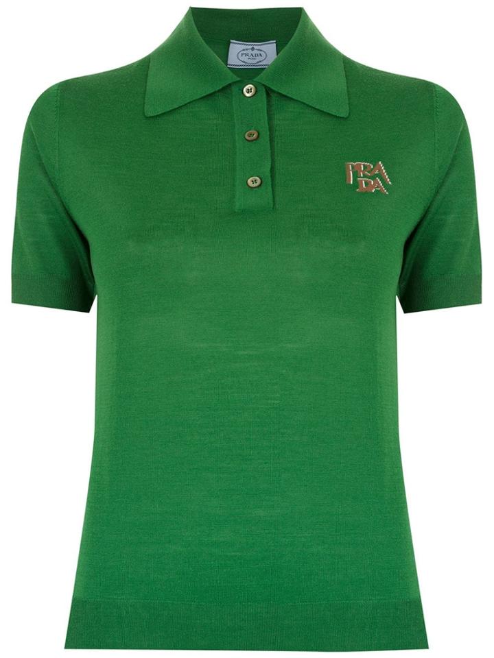 Prada Prada Logo Wool Polo Shirt - Green