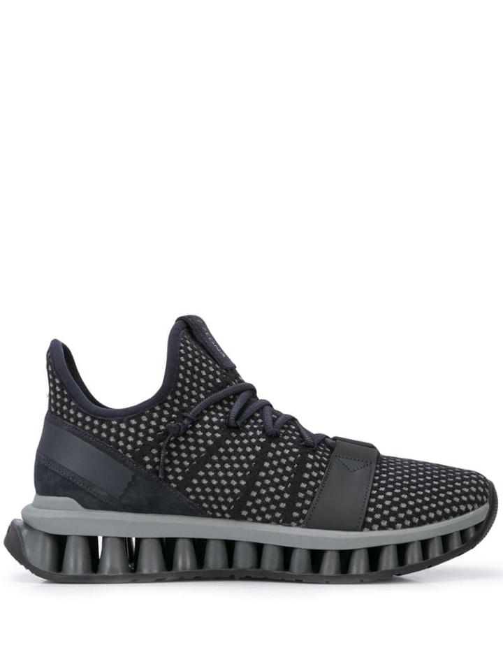 Ermenegildo Zegna Knit Panelled Sneakers - Blue