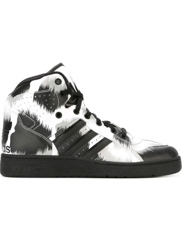 Adidas Originals Adidas Originals X Jeremy Scott Instinct Hi-top Sneakers, Men's, Size: 3.5, Black, Artificial Leather/nylon/rubber
