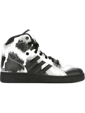 Adidas Originals Adidas Originals X Jeremy Scott Instinct Hi-top Sneakers, Men's, Size: 3.5, Black, Artificial Leather/nylon/rubber