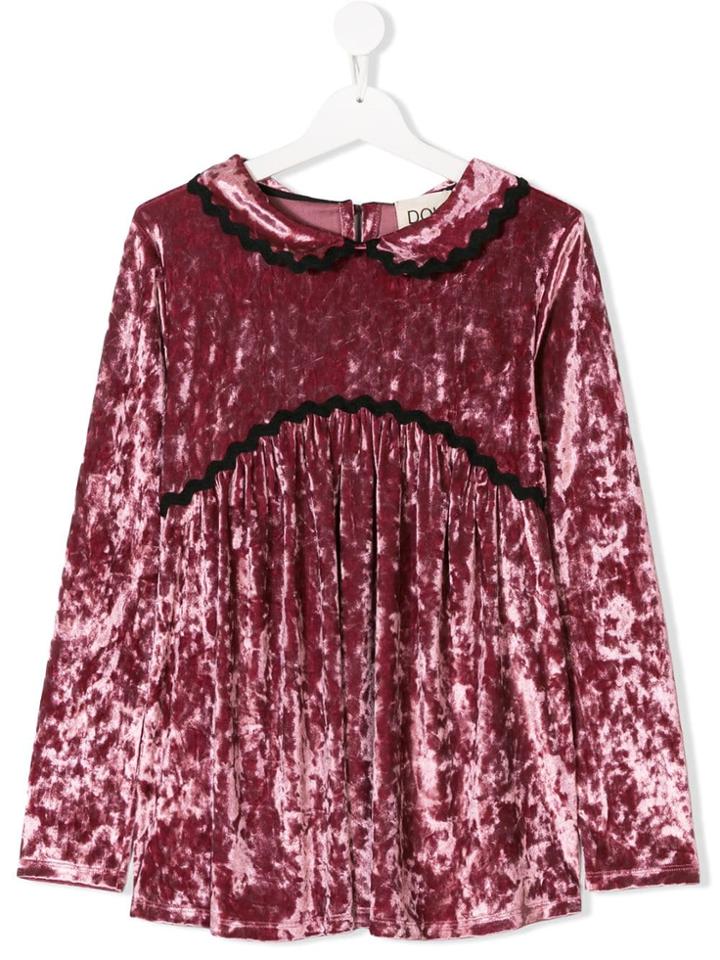 Douuod Kids Teen Velvet Dress - Pink & Purple